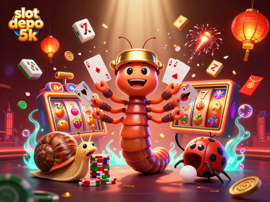 Engage in thrilling gameplay with slot depo 5k featuring animated characters and casino elements.
