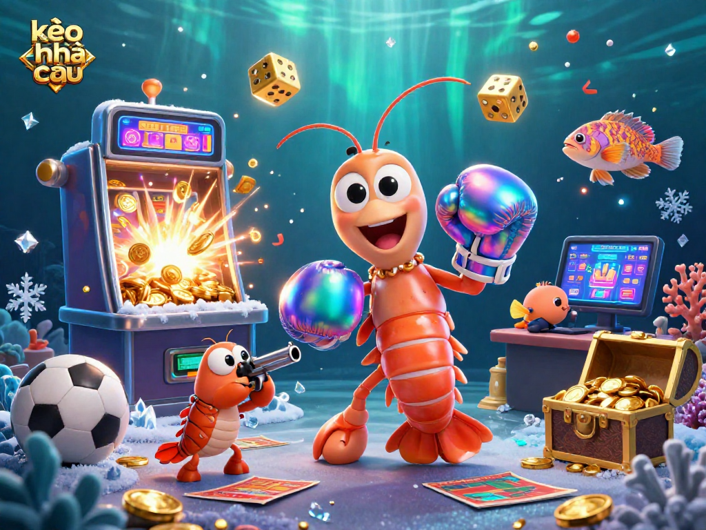 Experience kèo nhà cái with dynamic sports betting and casino elements in a vibrant 3D illustration.