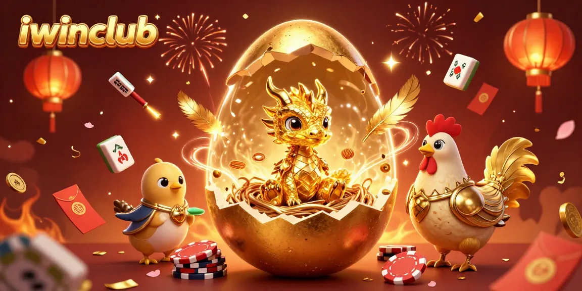 Experience thrills at iwinclub with a golden dragon and poker chips in a vibrant casino scene.