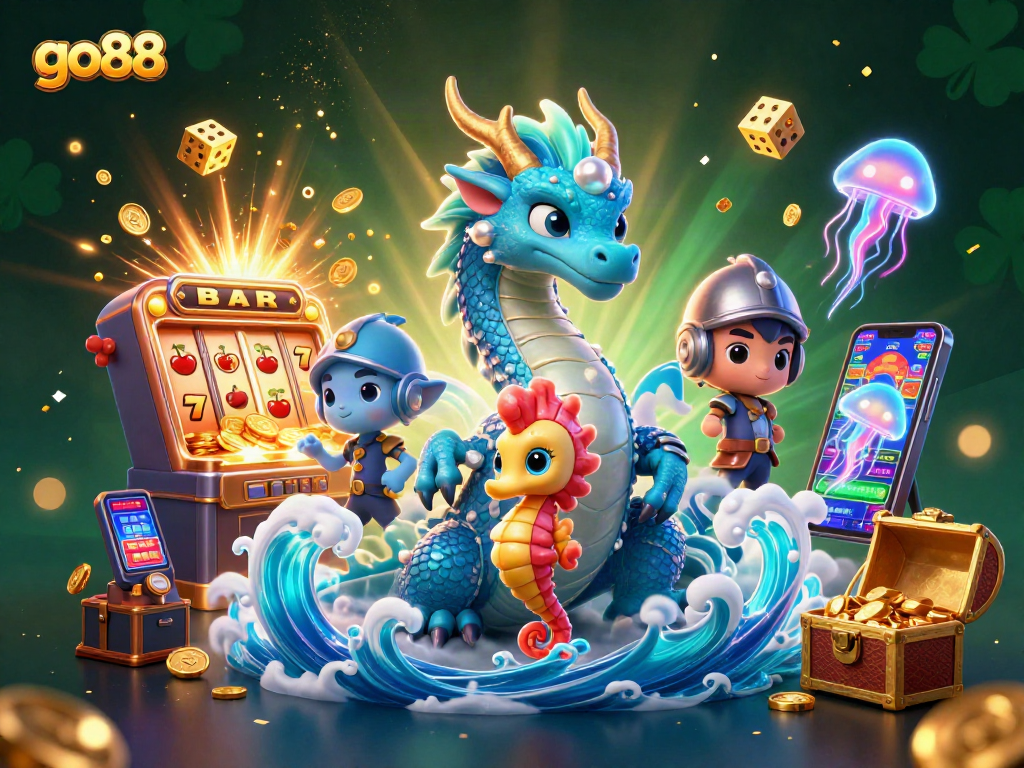 Spin and win with go88's vibrant casino scene showcasing jackpot excitement and fantasy elements.