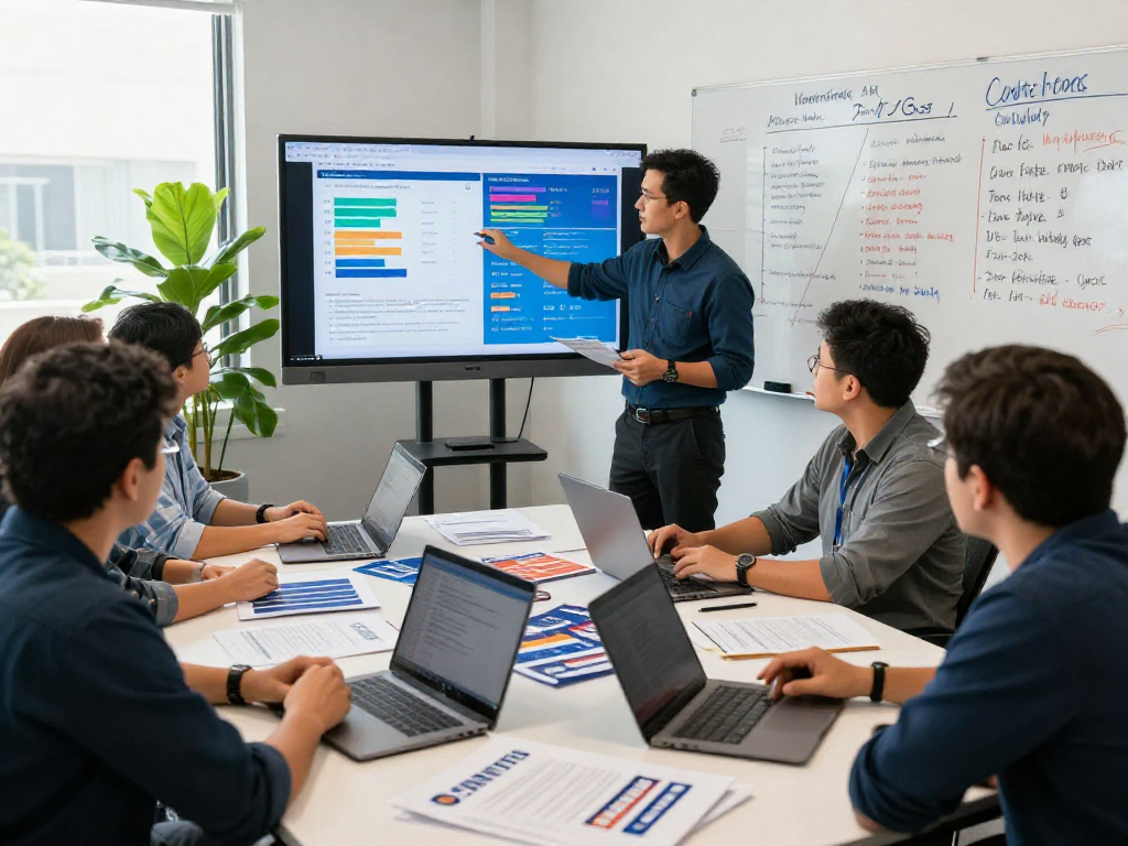 Political direct mail cost per piece analysis in a vibrant campaign office, showcasing team collaboration and data insights.