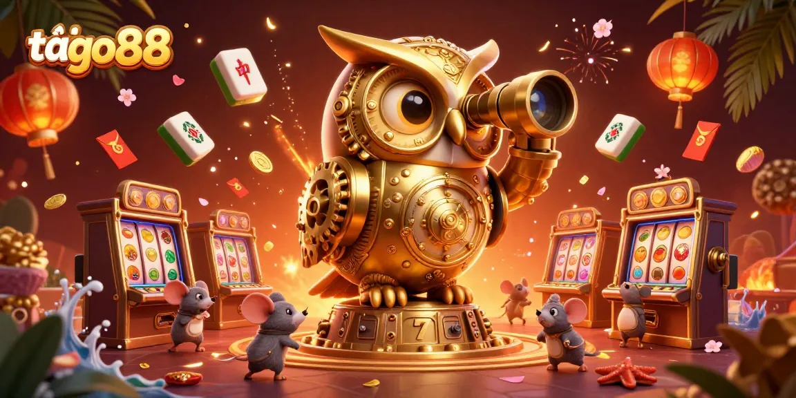 Play exciting games with tải go88 while enjoying a vibrant casino scene featuring a magical owl and dynamic elements.