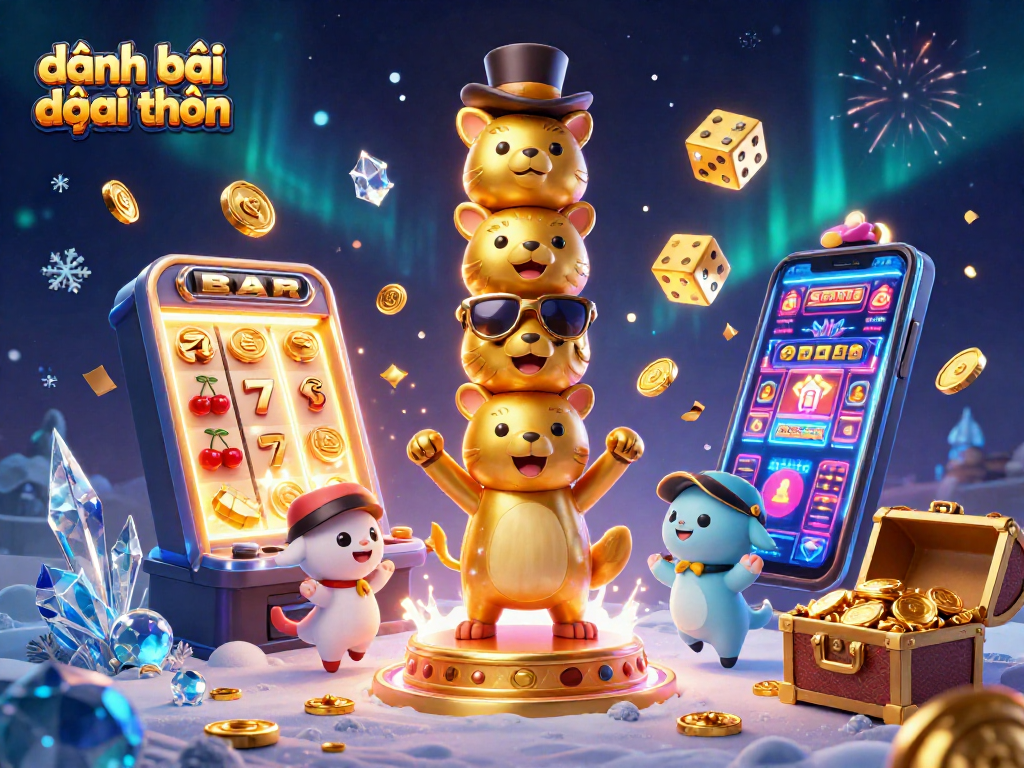 Engaging illustration of đánh bài đổi thưởng featuring a golden totem and vibrant casino elements.