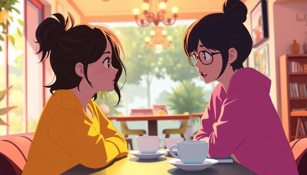 Crush on someone depicted in a cozy café setting, focusing on romantic emotions.