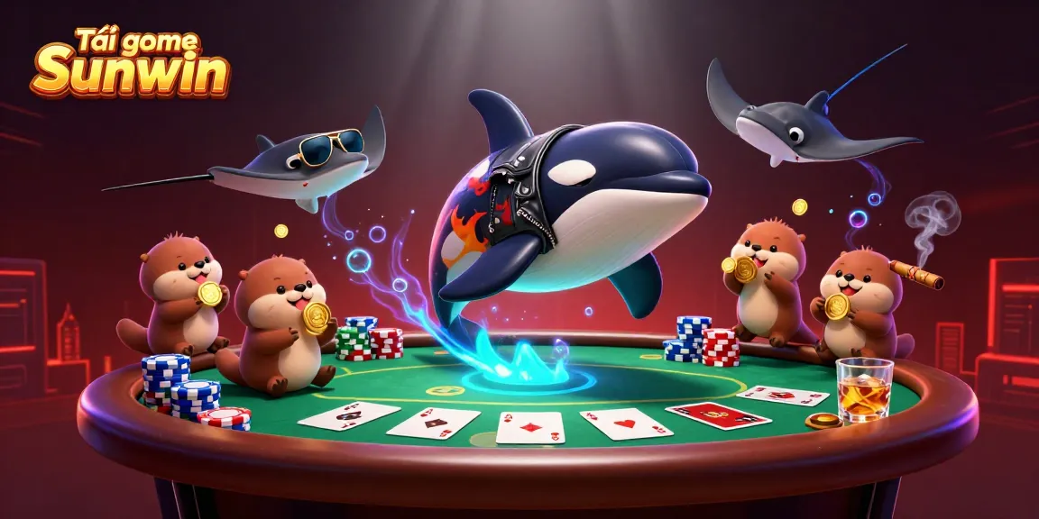 Tải game Sunwin with vibrant characters and rich casino elements depicting an exciting gambling atmosphere.