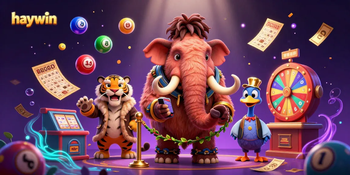 Experience the vibrancy of haywin with a dynamic casino scene featuring unique characters and exciting lottery elements.
